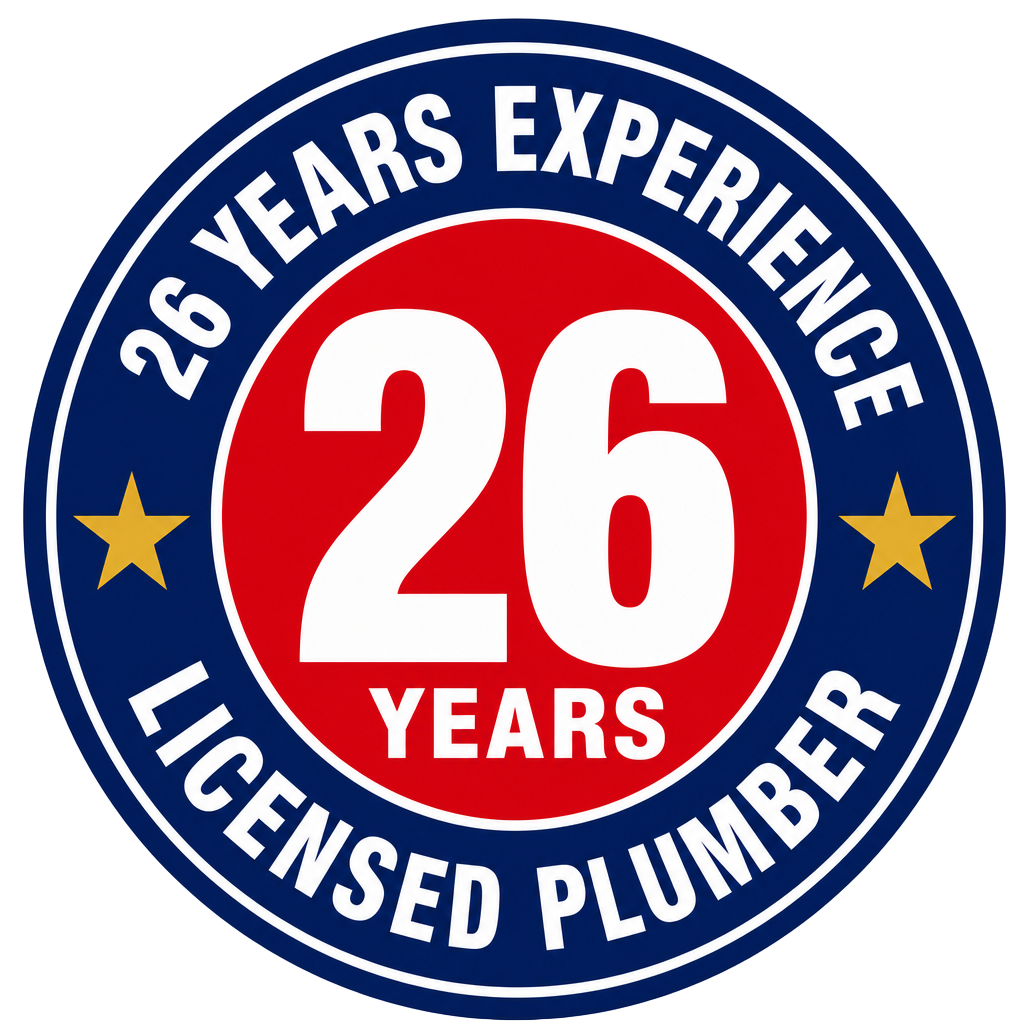 26 years of plumbing experience — licensed plumber